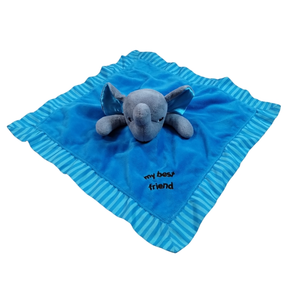 Garanimals Blue Elephant Security Blanket Lovey Stripped My Best Friend Satin